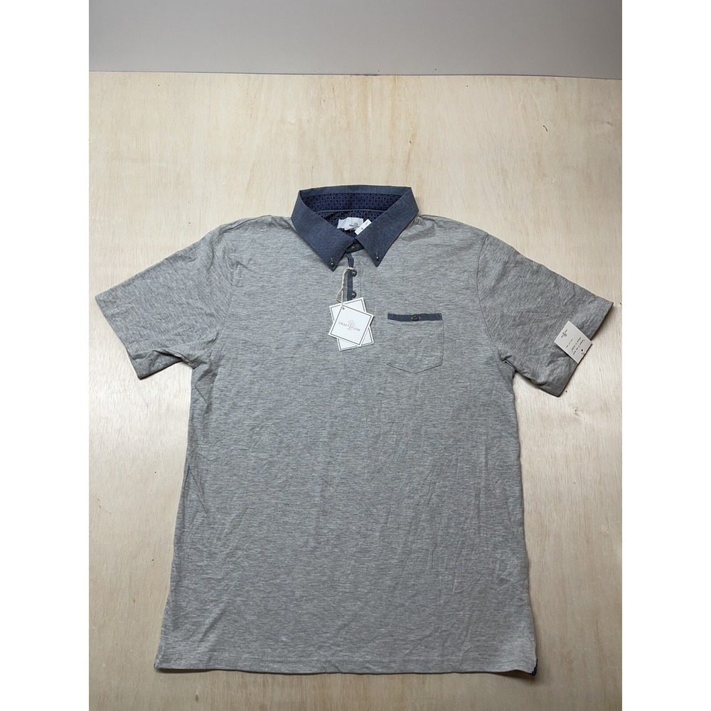 Craft + Flow Polo Shirt Men's XXL Gray Pocket Short Sleeves Knit Casual Work